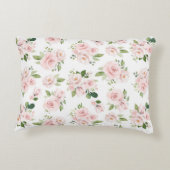 ピンクの花、ピンクのバラ、水彩花 アクセントクッション (裏面)