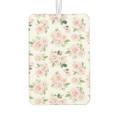 ピンクの花、ピンクのバラ、水彩花 カーエアーフレッシュナー (裏面)