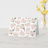 ピンクの花、ピンクのバラ、水彩花 カード (黄色い花)