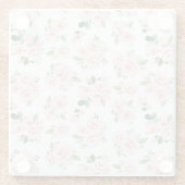 ピンクの花、ピンクのバラ、水彩花 ガラスコースター (裏面)