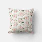 ピンクの花、ピンクのバラ、水彩花 クッション (正面)