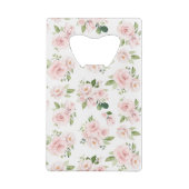 ピンクの花、ピンクのバラ、水彩花 クレジットカード栓抜き (裏面)