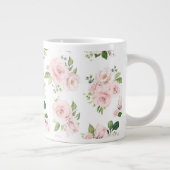 ピンクの花、ピンクのバラ、水彩花 ジャンボコーヒーマグカップ (右)