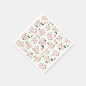 ピンクの花、ピンクのバラ、水彩花 スタンダードカクテルナプキン (角)