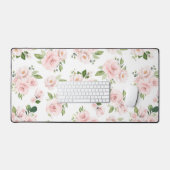 ピンクの花、ピンクのバラ、水彩花 デスクマット (キーボード&マウス)