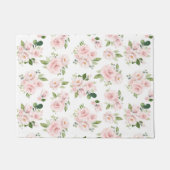 ピンクの花、ピンクのバラ、水彩花 ドアマット (正面)