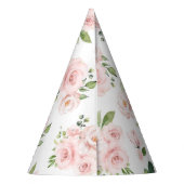 ピンクの花、ピンクのバラ、水彩花 パーティーハット (裏面)