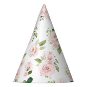 ピンクの花、ピンクのバラ、水彩花 パーティーハット (左)