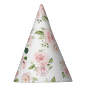 ピンクの花、ピンクのバラ、水彩花 パーティーハット (右)