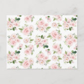 ピンクの花、ピンクのバラ、水彩花 ポストカード (正面)