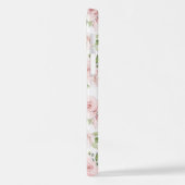 ピンクの花、ピンクのバラ、水彩花 iPhoneケース (左側面)