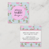 ピンクの花、ピンクのバラ、花屋、花屋 スクエア名刺 (正面/裏面)