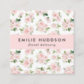 ピンクの花、ピンクのバラ、花屋、花屋 スクエア名刺 (正面)