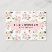 ピンクの花、ピンクのバラ、花屋、花屋 名刺 (正面)