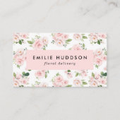 ピンクの花、ピンクのバラ、花屋、花屋 名刺 (正面)