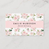 ピンクの花、ピンクのバラ、花屋、花屋 名刺 (正面)