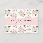 ピンクの花、ピンクのバラ、花屋、花屋 名刺 (正面)