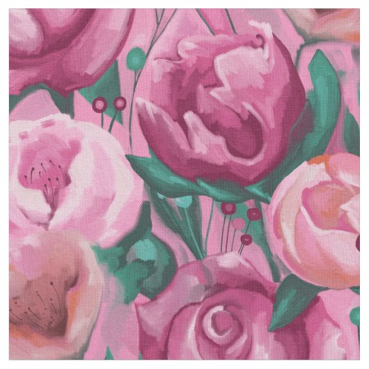 ピンクの花 ファブリック (クローズアップ)