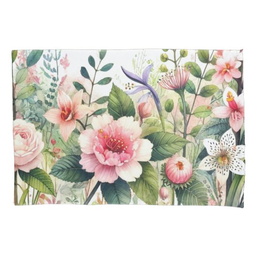 ピンクの花 フラワー 枕カバー (正面)