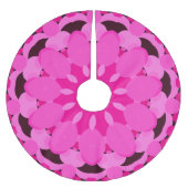 ピンクの花 ブラッシュドポリエステルツリースカート (正面)