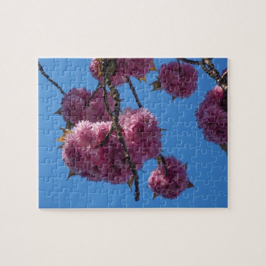 ピンクの花、ブルースカイ – ジグソーパズル (横)