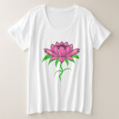 ピンクの花 プラスサイズTシャツ (デザイン正面)