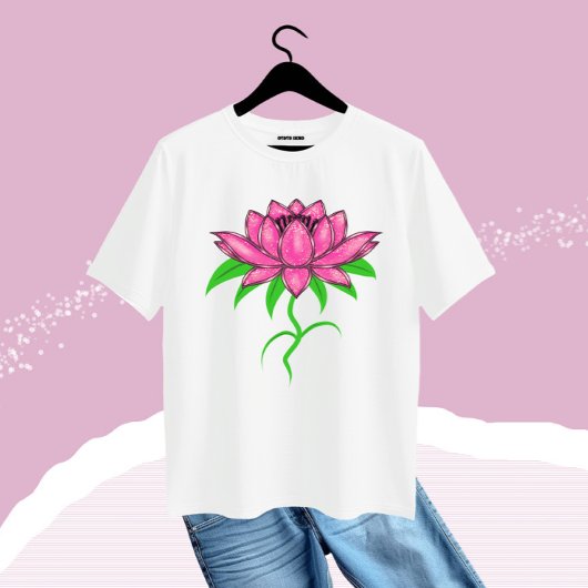 ピンクの花 プラスサイズTシャツ