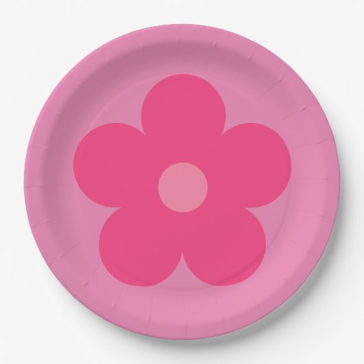 ピンクの花 ペーパープレート (正面)