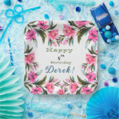 ピンクの花 ペーパープレート (パーティー)