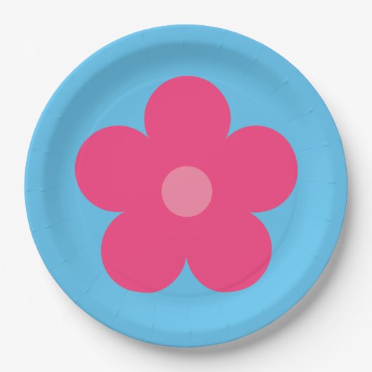 ピンクの花 ペーパープレート (正面)
