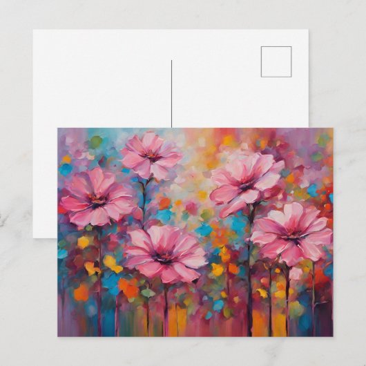 ピンクの花 ポストカード (正面/裏面)