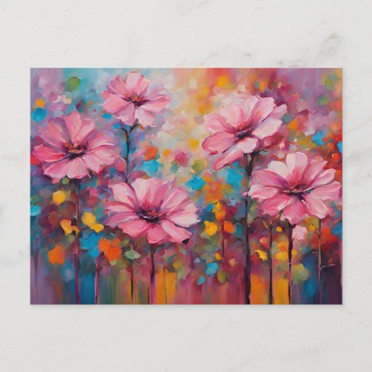 ピンクの花 ポストカード (正面)