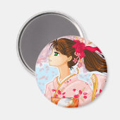 「ピンクの花」マグネット マグネット (正面/裏面)