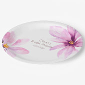 ピンクの花 ミニマルでエレガントな ブライダルシャワー ペーパープレート (アングル)