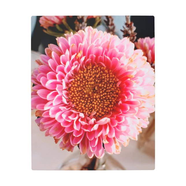 ピンクの花 メタルプリント (正面)