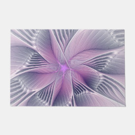 ピンクの花 モダン アブストラクト フラクタルアート ドアマット