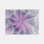 ピンクの花 モダン アブストラクト フラクタルアート フリースブランケット (正面(横))