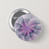 ピンクの花 モダン アブストラクト フラクタルアート 缶バッジ (正面&裏面)