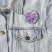 ピンクの花 モダン アブストラクト フラクタルアート 缶バッジ (インサイチュ)