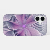 ピンクの花 モダン アブストラクト フラクタルアート iPhone 16ケース (裏面横)