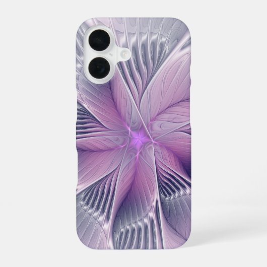 ピンクの花 モダン アブストラクト フラクタルアート iPhone 16ケース (裏面)