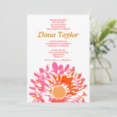 ピンクの花 ユダヤ教 赤ちゃん命名式 招待状 ヘブライ語 (スタンド正面)