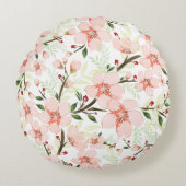 ピンクの花 ラウンドクッション (正面)