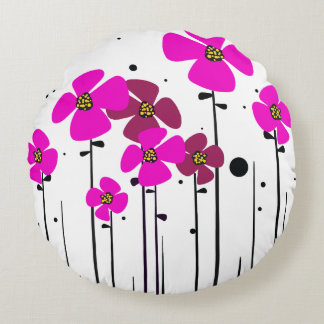ピンクの花 ラウンドクッション