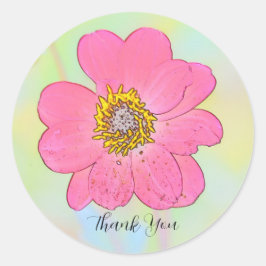 ピンクの花 ラウンドシール