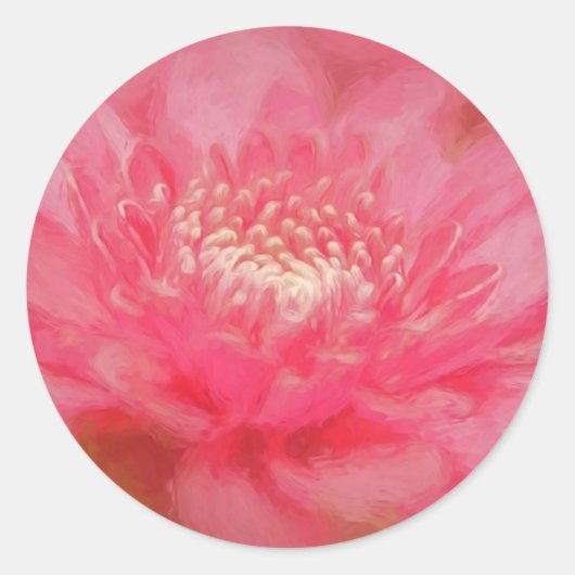 ピンクの花 ラウンドシール (正面)