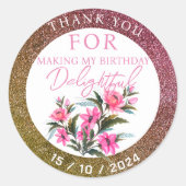 ピンクの花 ラウンドシール (正面)