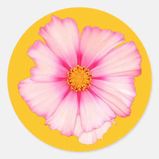 ピンクの花 ラウンドシール (正面)