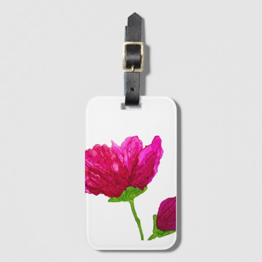 ピンクの花 ラゲッジタグ (正面縦)