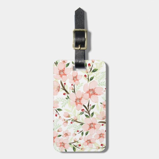 ピンクの花 ラゲッジタグ (正面縦)